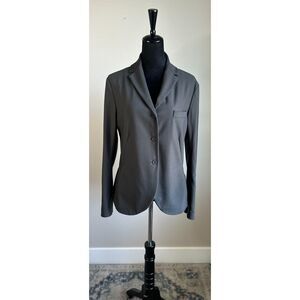 ANNETTE GORTEZ Women's Khaki Single Breast Back Cinched Longline Blazer Size 38
